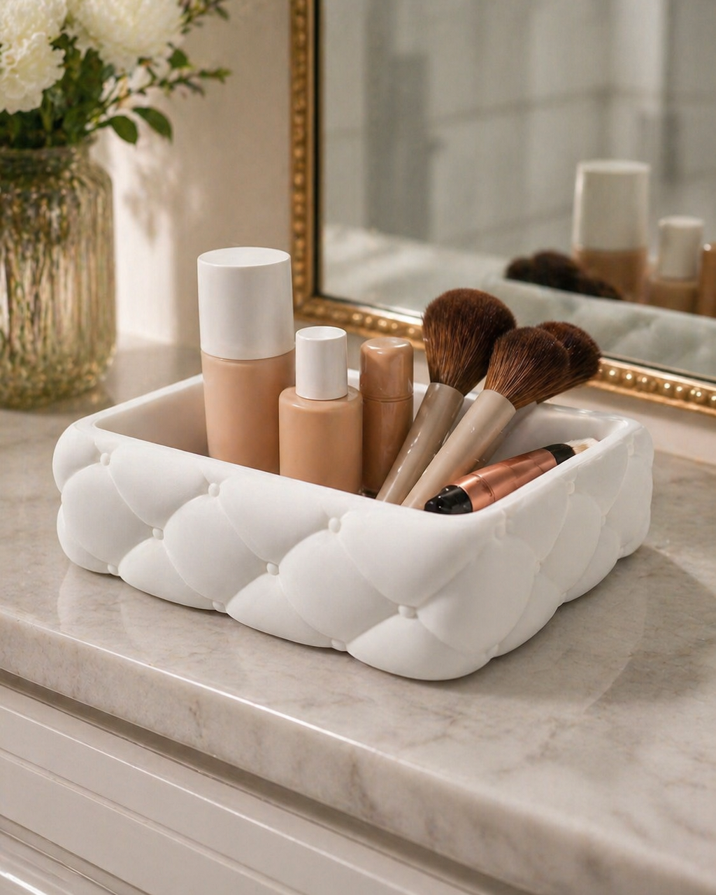 Tăviță elegantă pentru baie, parfumuri, makeup și bijuterii